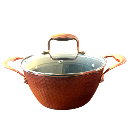 Set Bucătărie 7 Piese Bronz – Oale și Tigaie Antiaderente, Sustenabile + Set de Cuțite Cadou Set Bucătărie 7 Piese Bronz – Oale și Tigaie Antiaderente, Sustenabile + Set de Cuțite Cadou